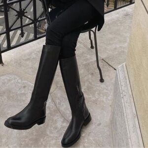 Franco Sarto Black Leather and Suede Riding Boots